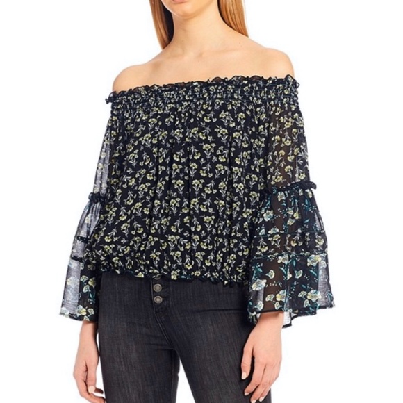 Free People Boho Rose Valley Off Shoulder Top XS-med - Picture 13 of 16